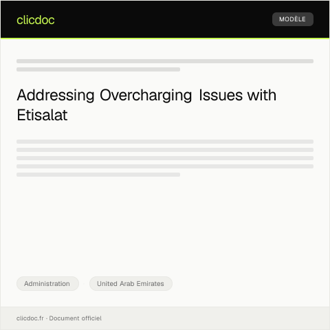 Document preview: Complaint Regarding Overcharging on Mobile Bill from Etisalat — Administration, United Arab Emirates
