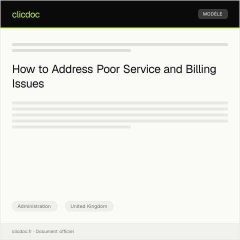 Document preview: Complaint Regarding Poor Service and Billing Errors — Administration, United Kingdom