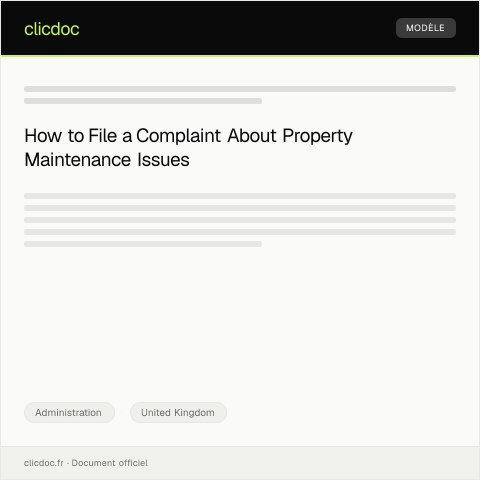 Document preview: Complaint Regarding Property Maintenance Issues — Administration, United Kingdom