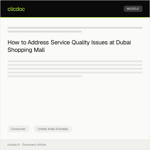 Document preview: Complaint Regarding Service Quality at Dubai Shopping Mall — Consumer, United Arab Emirates
