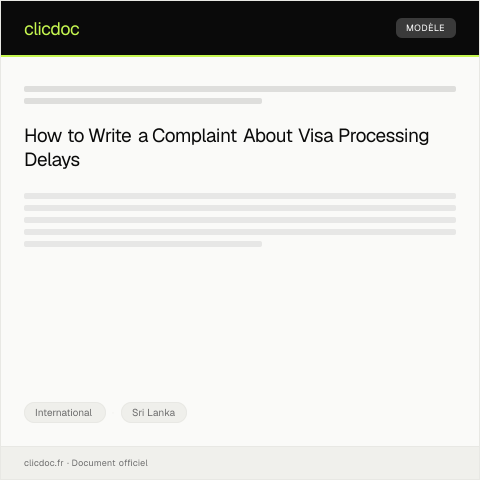 Document preview: Complaint Regarding Delay in Visa Processing — International, Sri Lanka