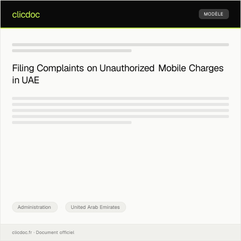 Document preview: Complaint About Unauthorized Subscription Charges from Mobile Provider — Administration, United Arab Emirates