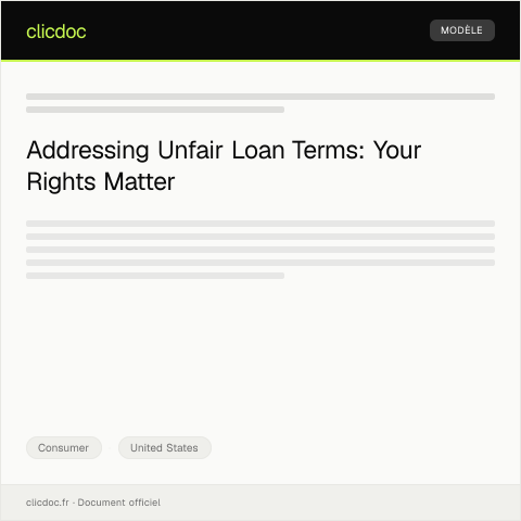 Document preview: Complaint about Unfair Loan Terms — Consumer Financial Protection Bureau — Consumer, United States
