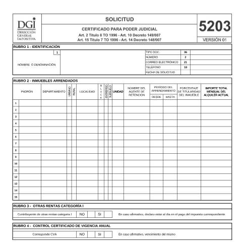Vista previa del documento Formulario 5203 — DGI - Formularios, Uruguay (CERFA n°5203)