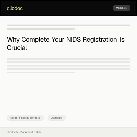 Document preview: Complete registration for the National Identification System (NIDS/NIRA) — Taxes & social benefits, Jamaica