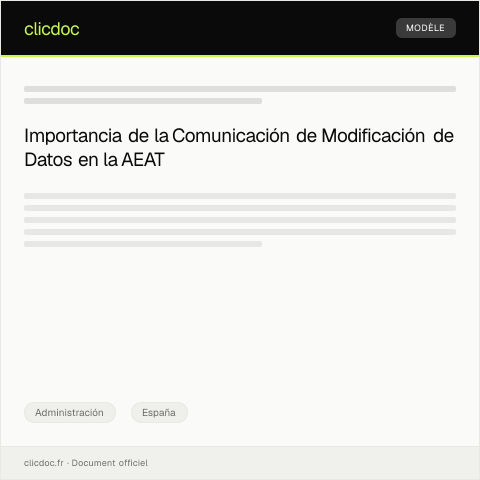 Vista previa del documento Comunicación de modificación de datos — Administración, España