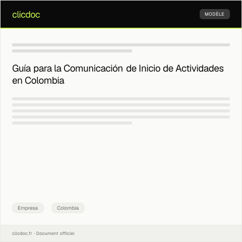 Vista previa del documento Comunicación de inicio de actividades ante la Cámara de Comercio — Empresa, Colombia