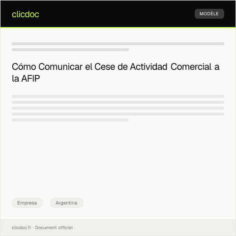 Vista previa del documento Comunicar cese de actividad comercial en la AFIP y actualizar datos fiscales — Empresa, Argentina