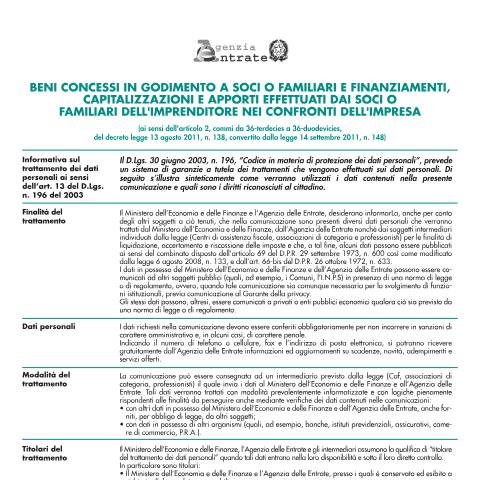 Anteprima documento Comunicazione beni d'impresa — Comunicazioni, Italia
