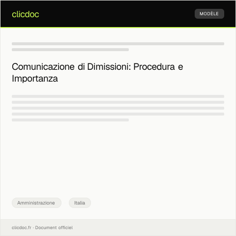 Anteprima documento Comunicazione di dimissioni con preavviso secondo il CCNL di riferimento — Amministrazione, Italia