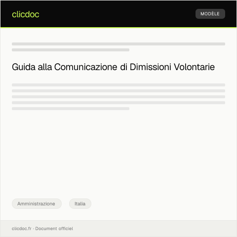 Anteprima documento Comunicazione di dimissioni volontarie con preavviso di 30 giorni — Amministrazione, Italia