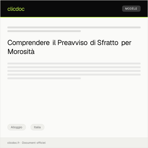 Anteprima documento Comunicazione di preavviso di sfratto per morosità — Alloggio, Italia