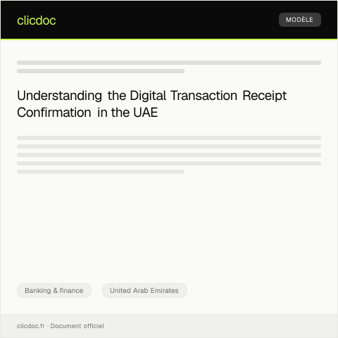 Document preview: Confirmation of Digital Transaction Receipt / تأكيد استلام المعاملة الرقمية — Banking & finance, United Arab Emirates