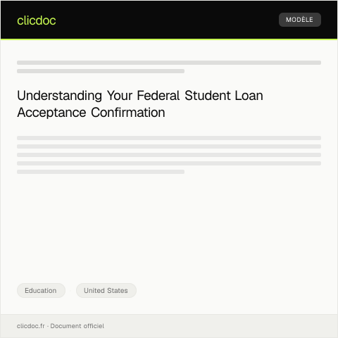 Document preview: Confirmation of Federal Student Loan Acceptance — Education, United States