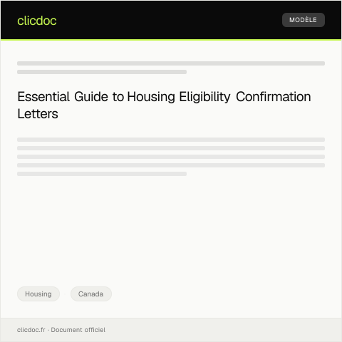 Document preview: Confirmation of Housing Eligibility for Benefits — Housing, Canada