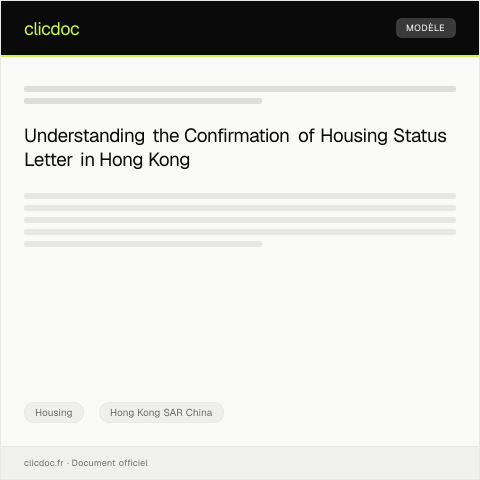 Document preview: Confirmation of Housing Status房屋狀況確認 — Housing, Hong Kong SAR China