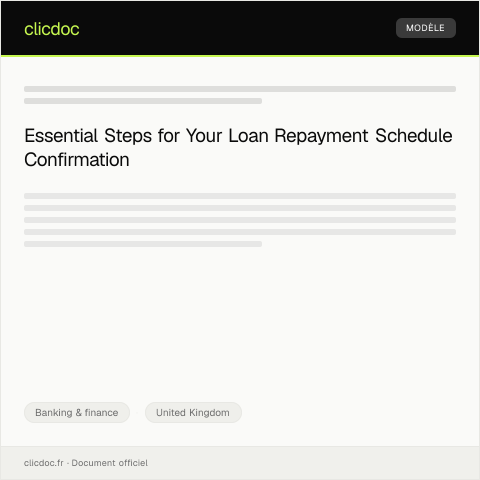 Document preview: Confirmation of Loan Repayment Schedule — Banking & finance, United Kingdom