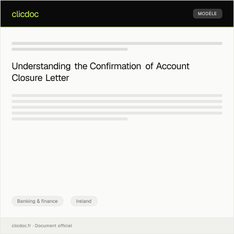 Document preview: Confirmation of Account Closure — Banking & finance, Ireland