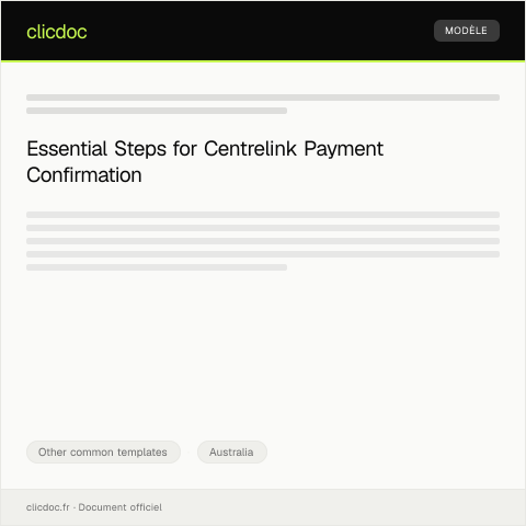 Document preview: Confirmation of Centrelink Payment Details — Other common templates, Australia