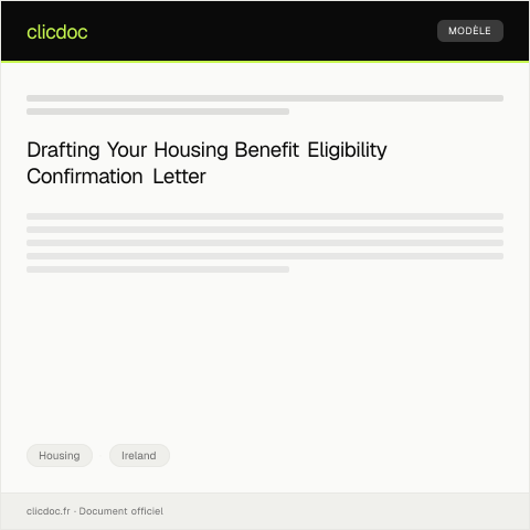 Document preview: Confirmation of Housing Benefit Eligibility — Housing, Ireland