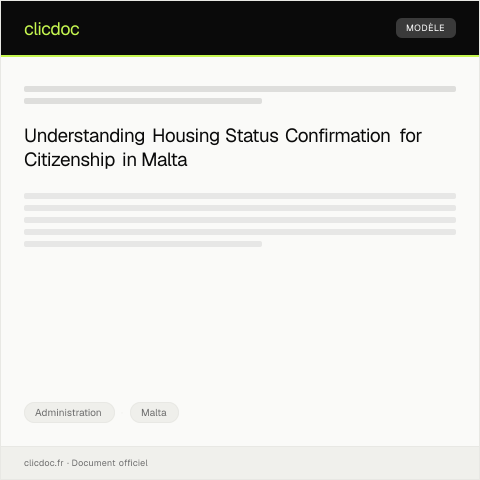 Document preview: Confirmation of Housing Status for Citizenship Application — Administration, Malta