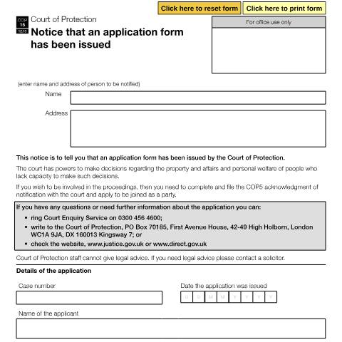 Document preview: Form COP15: Confirmation of proceedings (Court of Protection) — HM Courts & Tribunals Service, United Kingdom