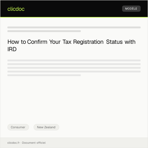 Document preview: Confirmation of Tax Registration Status — Consumer, New Zealand
