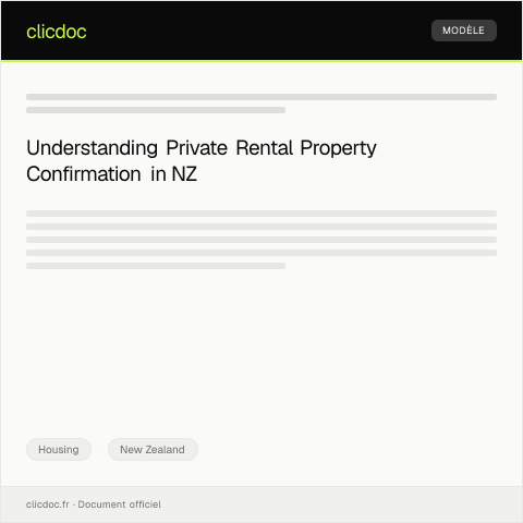 Document preview: Confirmation of Private Rental Property / Whakau i te Rūnanga Rāhui Motuhake — Housing, New Zealand