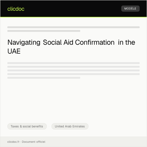 Document preview: Confirmation of Social Aide Disbursement — Taxes & social benefits, United Arab Emirates