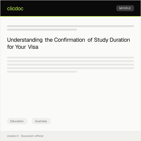 Document preview: Confirmation of Study Duration for Visa Purposes — Education, Australia