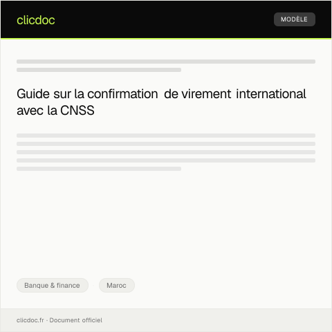 Aperçu du document Confirmation de virement international — Banque & finance, Maroc
