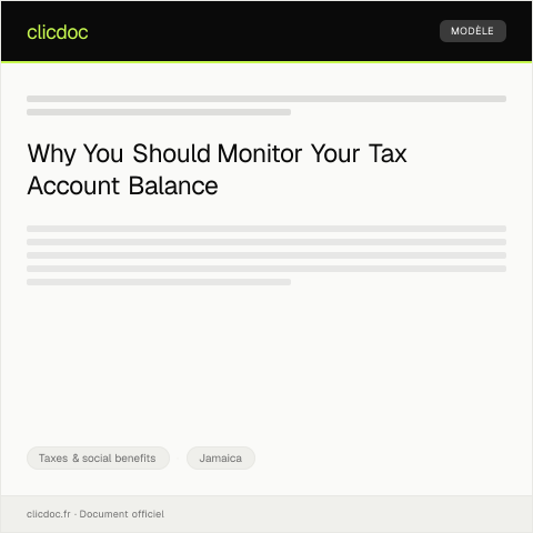 Document preview: Consult your tax account balance via the gov.jm platform — Taxes & social benefits, Jamaica