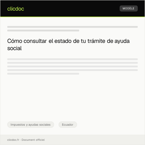 Vista previa del documento Consultar estado del trámite de ayuda social en la página web oficial — Impuestos y ayudas sociales, Ecuador