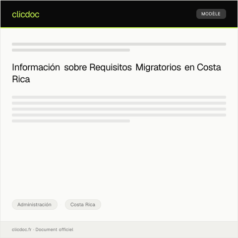 Vista previa del documento Consultas sobre requisitos migratorios — Administración, Costa Rica
