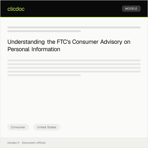 Document preview: Consumer Advisory on Protecting Personal Information — Federal Trade Commission — Consumer, United States