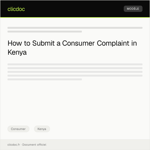 Document preview: Submission of Consumer Complaint (Form AC-COMP005) — Consumer, Kenya