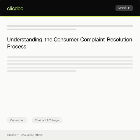 Document preview: Notification of Consumer Complaint Resolution Timeline — Consumer, Trinidad & Tobago