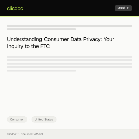 Document preview: Information Request on Consumer Data Privacy Regulations — Federal Trade Commission — Consumer, United States