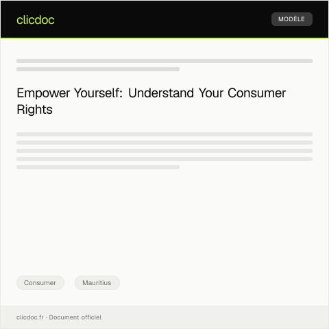 Document preview: Notification of Consumer Rights Awareness Campaign — Consumer, Mauritius
