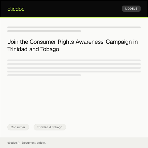 Document preview: Consumer Rights Awareness Campaign Registration — Consumer, Trinidad & Tobago