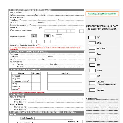 Aperçu du document CONTENU DFC PERSONNES MORALES — Imprimé / Formulaire fiscal, Côte d'Ivoire
