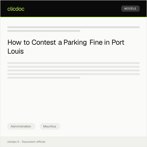 Document preview: Contestation of Parking Fine Issued by the Municipal Council of Port Louis — Administration, Mauritius