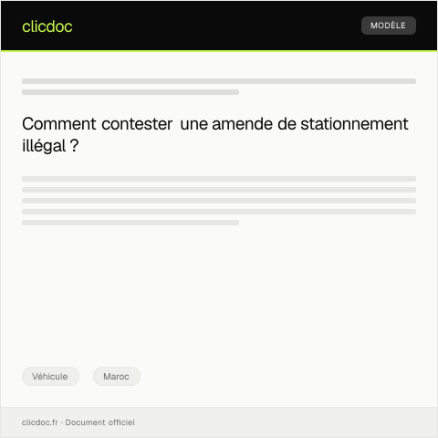 Aperçu du document Contestations d’amende pour stationnement illégal — Véhicule, Maroc