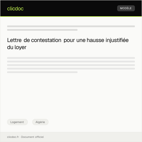 Aperçu du document Lettre de contestation pour augmentation abusive du loyer au niveau de la Commission de conciliation — Logement, Algérie