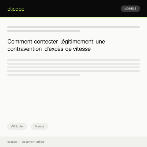 Aperçu du document Contestations concernant une contravention pour excès de vitesse — Véhicule, France