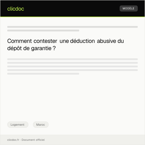 Aperçu du document Contestation de la déduction abusive du dépôt de garantie par le bailleur — Logement, Maroc