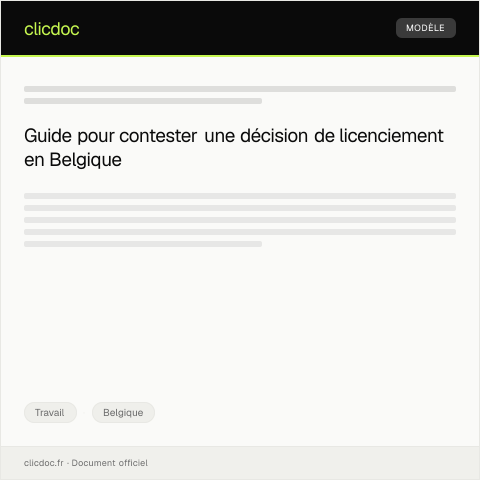 Aperçu du document Contestations suite à une décision de licenciement — Travail, Belgique