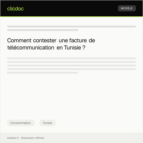 Aperçu du document Contestations relatives à une facture de télécom incorrecte — Consommation, Tunisie