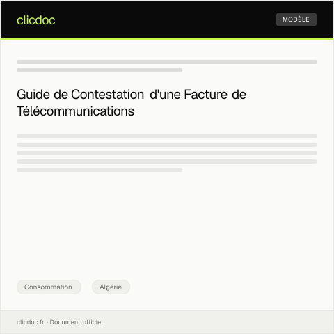 Aperçu du document Contestations d’une facture de télécommunications — Consommation, Algérie