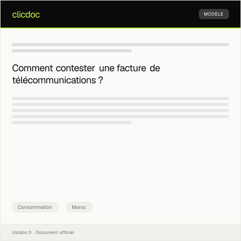 Aperçu du document Contestations d’une facture de télécommunications — Consommation, Maroc